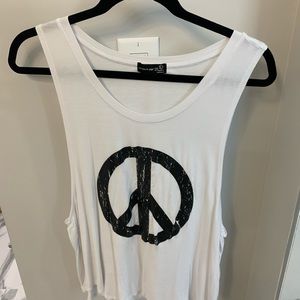 White tank with black peace sign